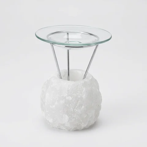 Glass Burner White Spheres Candle
