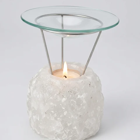 Glass Burner White Natural Candle