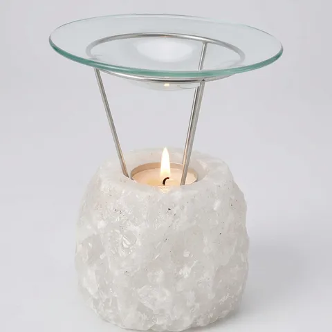 Glass Burner White Natural Candle, view 2