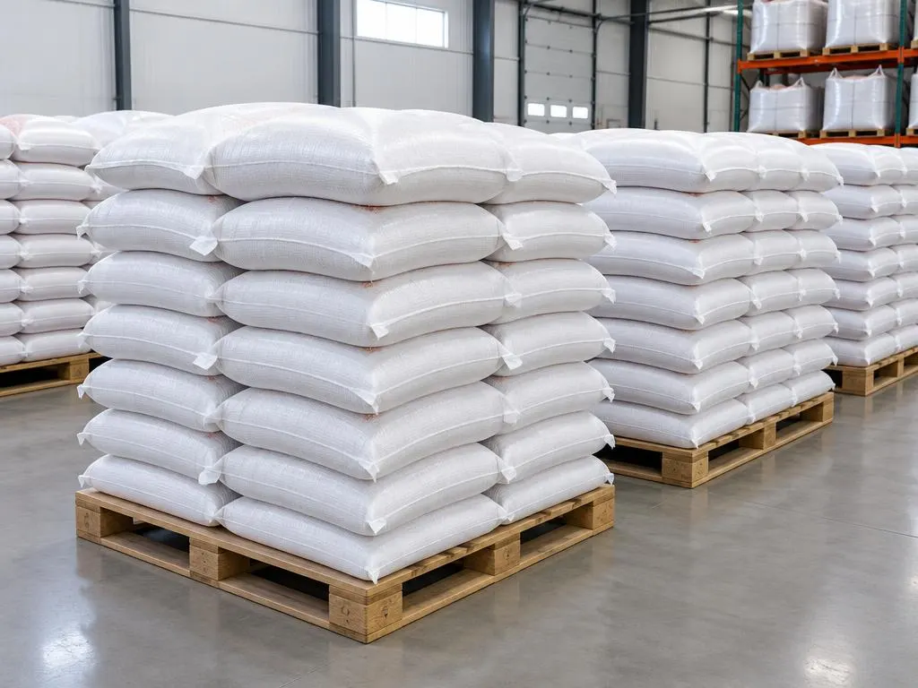 Packed 25kg bags on pallets